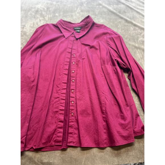 WOMENS LANE BRYANT PURPLE LONG SLEEVE BUTTON UP SHIRT COTTON SPANDEX 28 - Picture 1 of 5